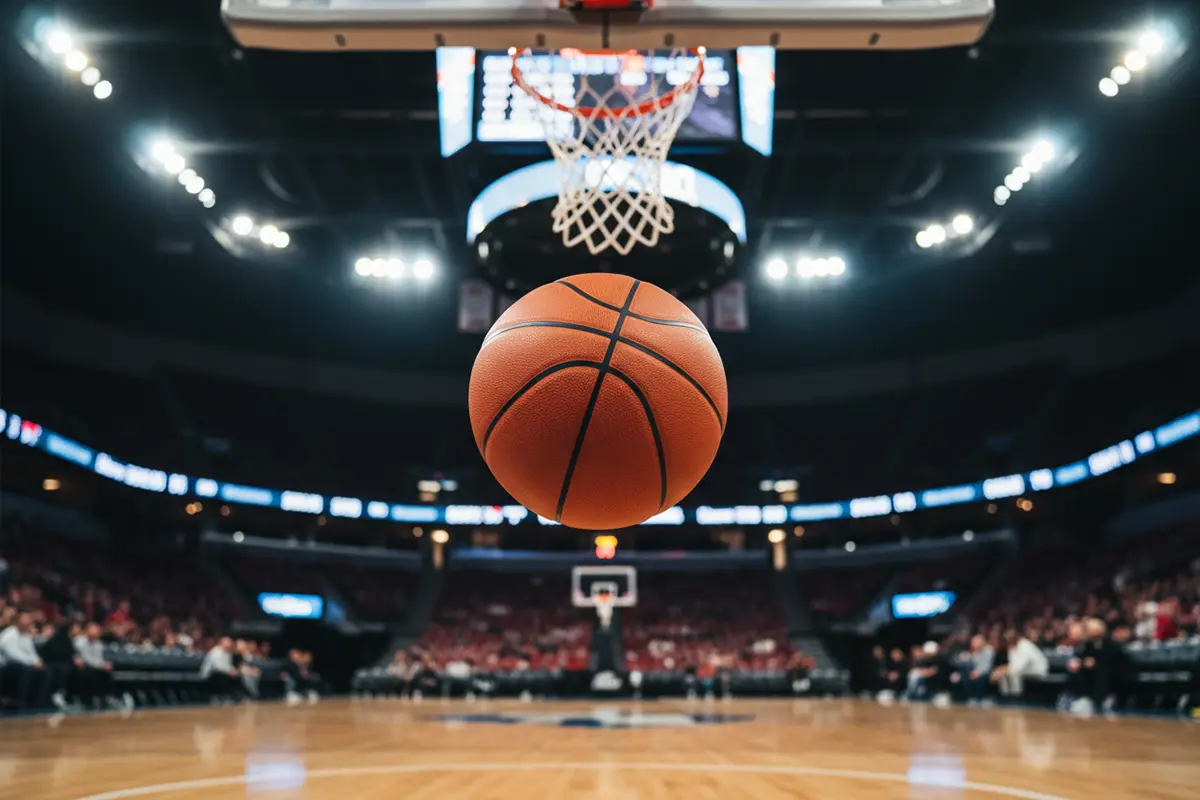 Basketball Nationalmannschaft Wetten – Deutsche Spieler im Turnierspiel unter Hallenbeleuchtung
